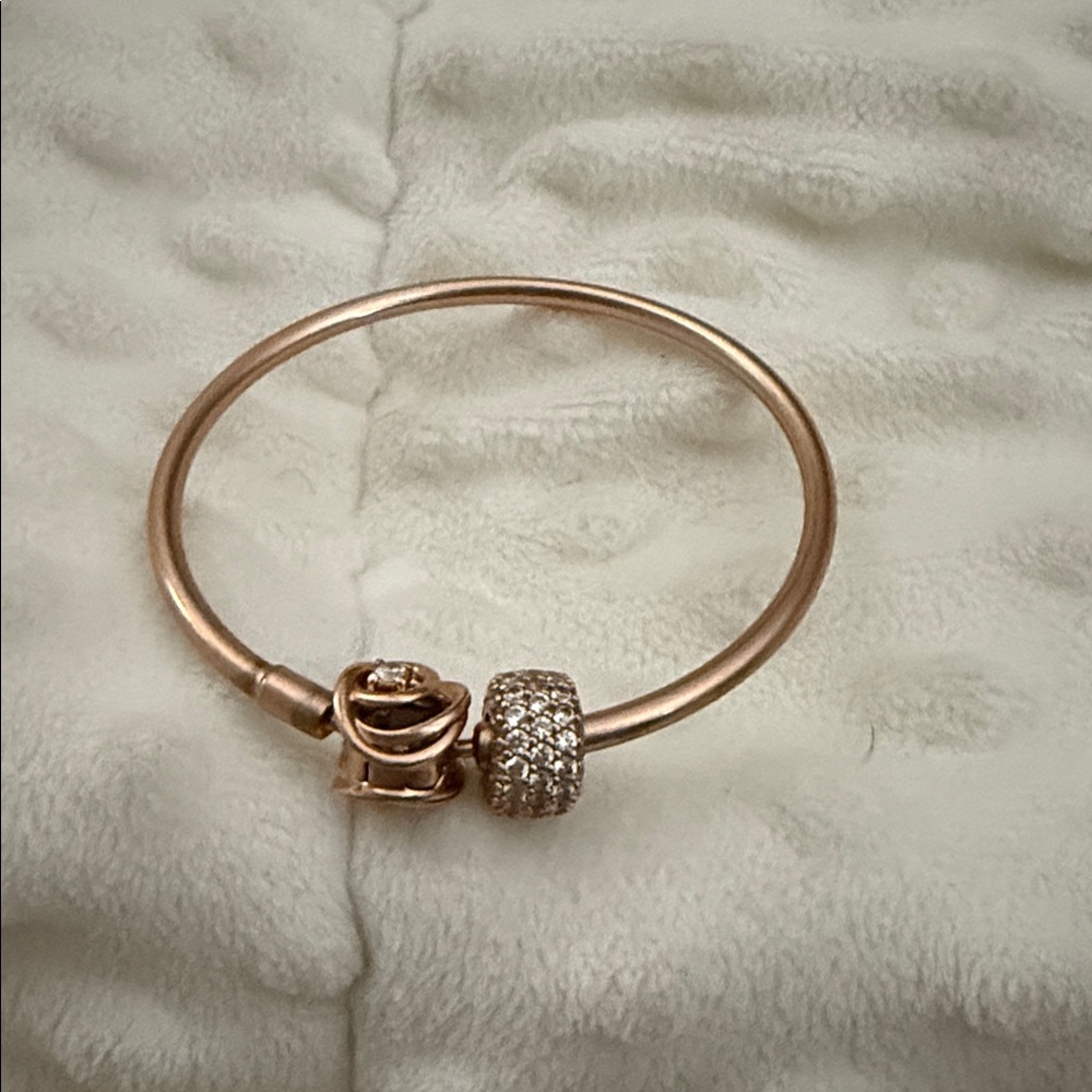 Rose Gold bangle  with 14k rose gold plating charm